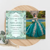 Silver Royal Green Quinceanera Foto Save The Date