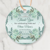 Silver Royal Green Quinceanera Geburtstag Geschenkanhänger (Rückseite)