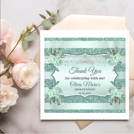 Silver Royal Green Quinceanera Geburtstag Serviette