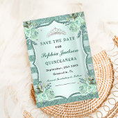 Silver Royal Green Quinceanera Save The Date