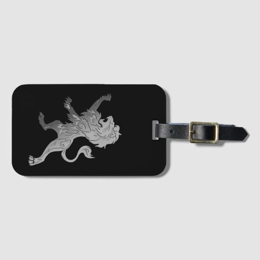 Silver Royal Lion on Black Gepäckanhänger (Vorderseite (Horizontal))