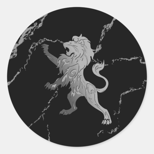 Silver Royal Lion Runder Aufkleber (Vorderseite)