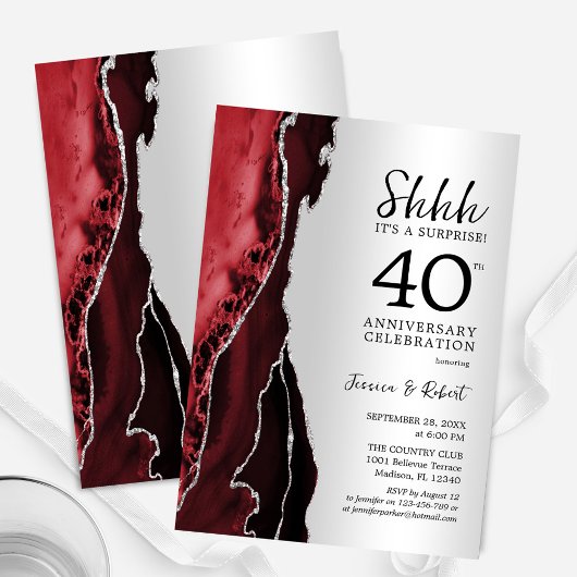 Silver Ruby Red Surprise 40 Jahre Jubiläum Einladung