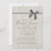 Silver Rustic Burlap Bridal Dusche Einladungen (Vorderseite)