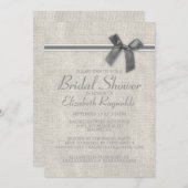 Silver Rustic Burlap Bridal Dusche Einladungen (Vorne/Hinten)