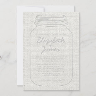 Silver Rustic Burlap Mason Jar Hochzeit Einladunge Einladung