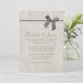 Silver Rustic Burlap Wedding Einladungen (Stehend Vorderseite)