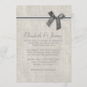 Silver Rustic Burlap Wedding Einladungen