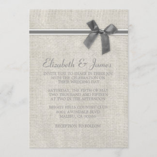 Silver Rustic Burlap Wedding Einladungen