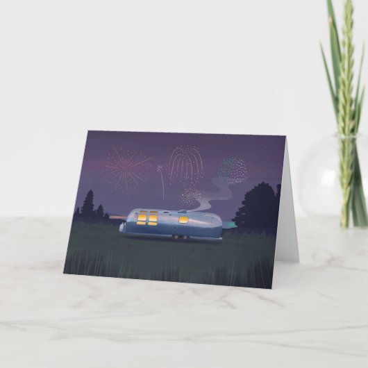 Silver RV & Night Sky Blank Card für Trailer Karte (Vorderseite)