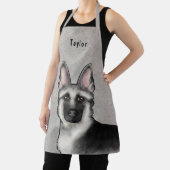 Silver Sable Deutscher Schäferhund Kopf und Name Schürze (InSitu)