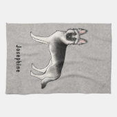 Silver Sable Deutscher Schäferhund und Individuell Geschirrtuch (Horizontal)