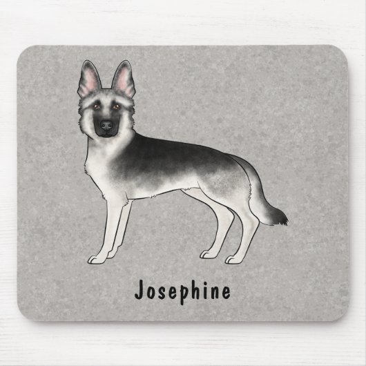 Silver Sable German Shepherd and Individuelle Name Mousepad (Vorne)