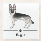 Silver Sable German Shepherd and Paw Individuelle Glasuntersetzer (Vorderseite)