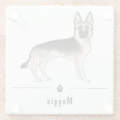 Silver Sable German Shepherd and Paw Individuelle Glasuntersetzer (Rückseite)