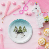 Silver Sable German Shepherd Blue Winter Forest Pappteller (Party)