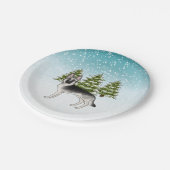 Silver Sable German Shepherd Blue Winter Forest Pappteller (Schrägansicht)