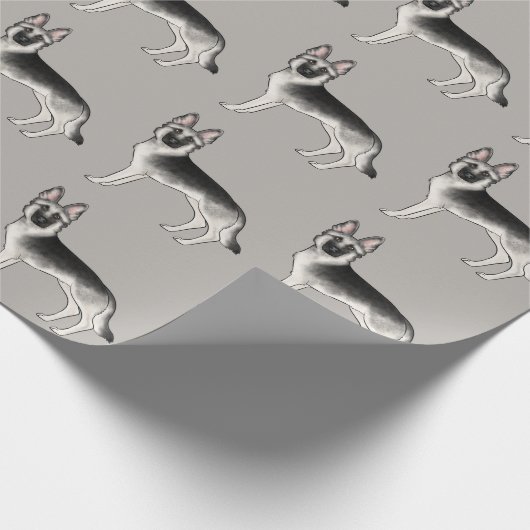 Silver Sable German Shepherd Cartoon Dog Muster Geschenkpapier (Ecke)