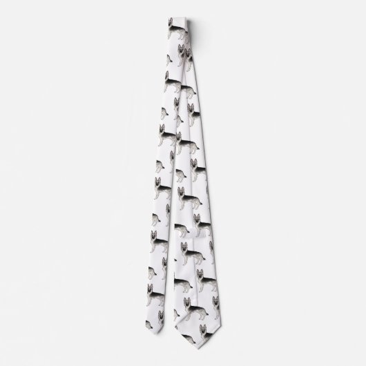 Silver Sable German Shepherd Cartoon Dog Muster Krawatte (Rückseite)