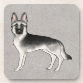 Silver Sable German Shepherd Cartoon GSD Dog Getränkeuntersetzer (Vorderseite)
