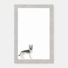 Silver Sable German Shepherd Cartoon GSD Dog Gray Post-it Klebezettel