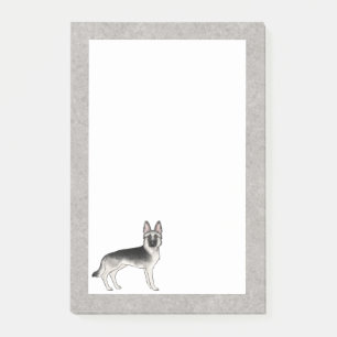 Silver Sable German Shepherd Cartoon GSD Dog Gray Post-it Klebezettel