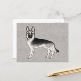 Silver Sable German Shepherd Cartoon GSD Dog Gray Postkarte