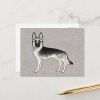 Silver Sable German Shepherd Cartoon GSD Dog Gray