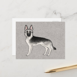 Silver Sable German Shepherd Cartoon GSD Dog Gray Postkarte