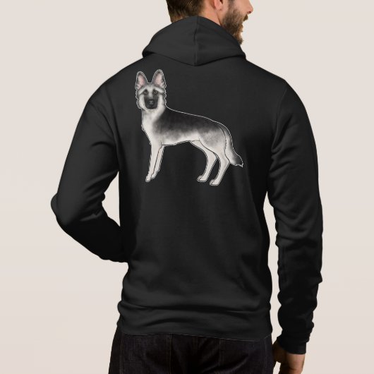 Silver Sable German Shepherd Cartoon GSD Dog Hoodie (Rückseite)
