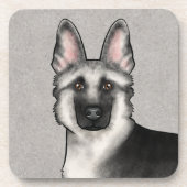 Silver Sable German Shepherd Dog Head Nah-Up Getränkeuntersetzer (Vorderseite)