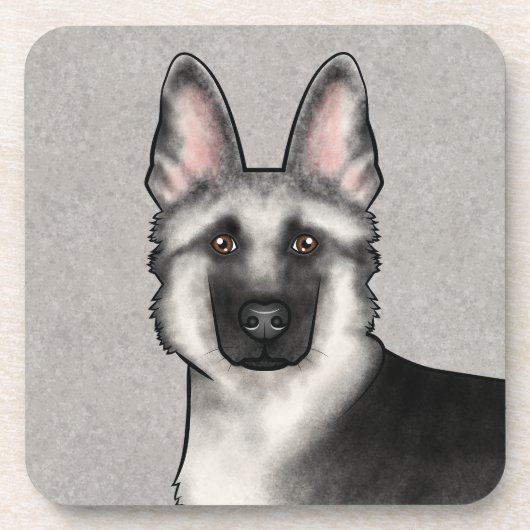 Silver Sable German Shepherd Dog Head Nah-Up Getränkeuntersetzer (Vorderseite)