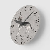 Silver Sable German Shepherd Dog Numbered Clock Runde Wanduhr (Winkel)