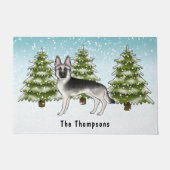 Silver Sable German Shepherd Dog Winter Forest Fußmatte (Vorderseite)