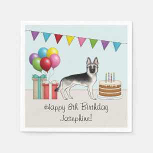 Silver Sable German Shepherd farbenfroh Geburtstag Serviette