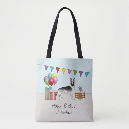 Silver Sable German Shepherd farbenfroh Geburtstag Tasche (Vorderseite)