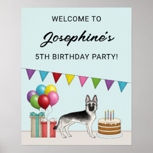 Silver Sable German Shepherd Geburtstag Willkommen Poster