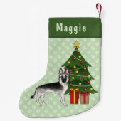 Silver Sable German Shepherd Green Christmas Tree Kleiner Weihnachtsstrumpf (Rückseite)