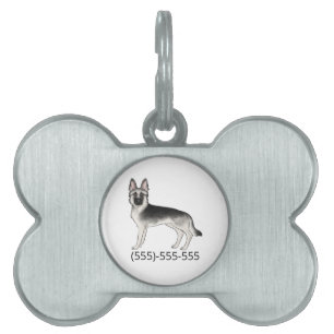 Silver Sable German Shepherd GSD Hund und Zahl Tiermarke