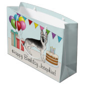 Silver Sable German Shepherd Hund farbenfroh Gebur Große Geschenktüte (Rückseite Schrägansicht)