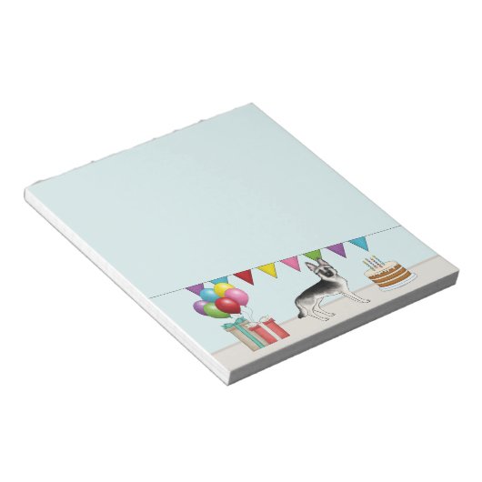 Silver Sable German Shepherd Hund farbenfroh Gebur Notizblock (angewinkelt)