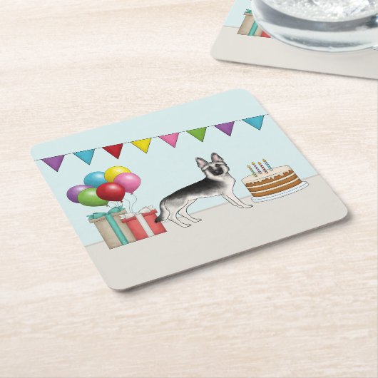 Silver Sable German Shepherd Hund farbenfroh Gebur Rechteckiger Pappuntersetzer (angewinkelt)