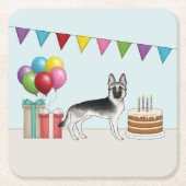 Silver Sable German Shepherd Hund farbenfroh Gebur Rechteckiger Pappuntersetzer (Vorderseite)