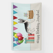 Silver Sable German Shepherd Hund Happy Birthday Banner (Vertikal)
