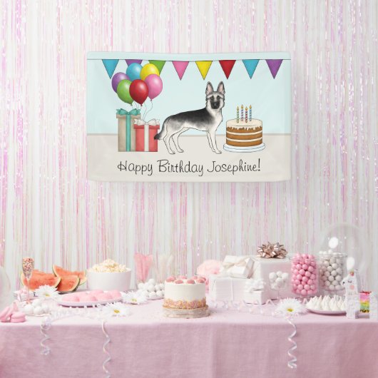 Silver Sable German Shepherd Hund Happy Birthday Banner (Party)