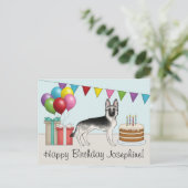 Silver Sable German Shepherd Hund Happy Birthday Postkarte (Stehend Vorderseite)