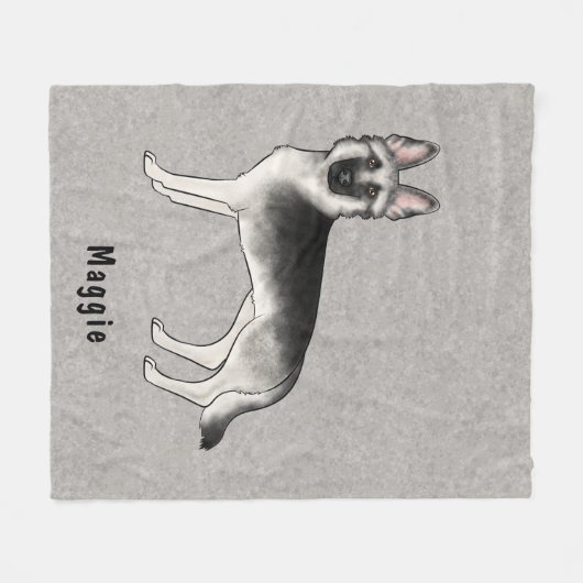 Silver Sable German Shepherd Hund mit benutzerdefi Fleecedecke (Vorderseite (Horizontal))