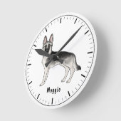 Silver Sable German Shepherd Hund mit benutzerdefi Runde Wanduhr (Winkel)