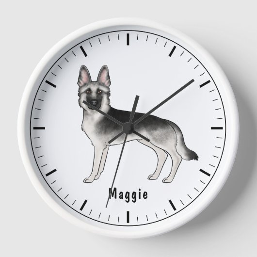 Silver Sable German Shepherd Hund mit benutzerdefi Uhr (Vorderseite)