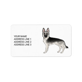 Silver Sable German Shepherd Hund und Custom Text Adressaufkleber